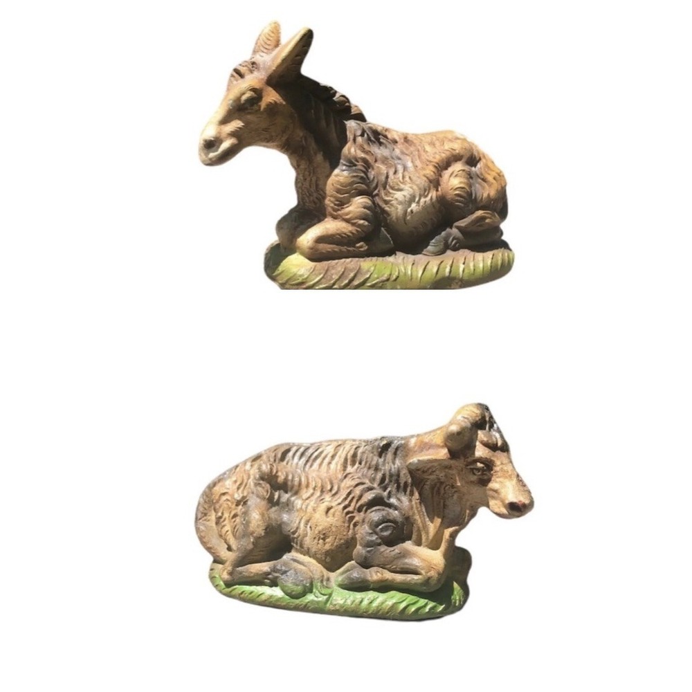 Vintage cow bull And Donkey nativity‎ figurine made in Italy